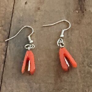 Orange acrylic stapler Dangle piercedEarrings